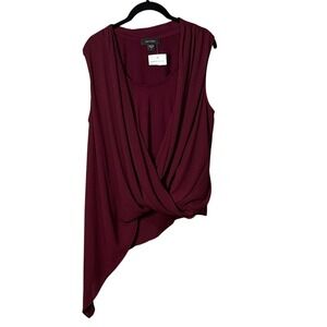 Karen Kane Burgundy Sleeveless Drape Front Tank‎ Top Blouse Large